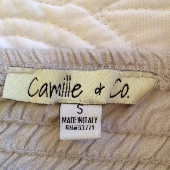 Camille & Co. "S" Italian Made Linen Palazzo Pants, Boho Chic, Geometric, Hippie - Picture 3 of 3